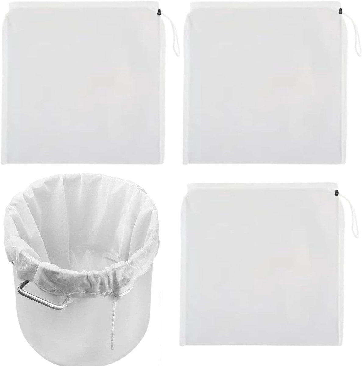 Herbruikbare Filterzakken voor Thuisbrouwen - 3 Stuks, 45 x 60 cm, Perfect voor Wijn, Bier en Koffie, Ideaal voor Sap en Thee