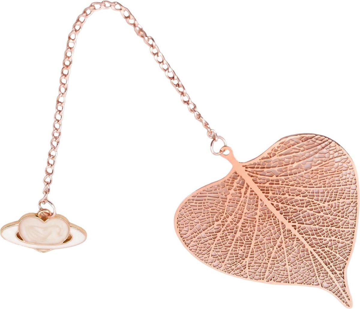 Elegante metalen boekenlegger in de vorm van een Bodhi-blad met hanger, perfect als afscheidscadeau voor collega's, gepersonaliseerd cadeau voor boekenliefhebbers en een stijlvol accessoire voor elke lezer.