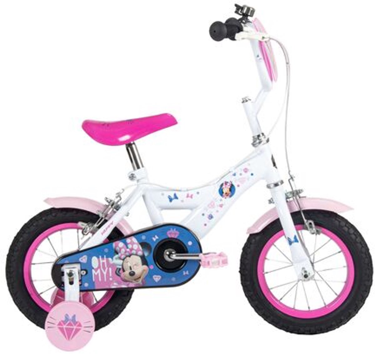 Disney Minnie Kinderfiets - Meisjes - 12 inch - Wit Roze - Twee handremmen