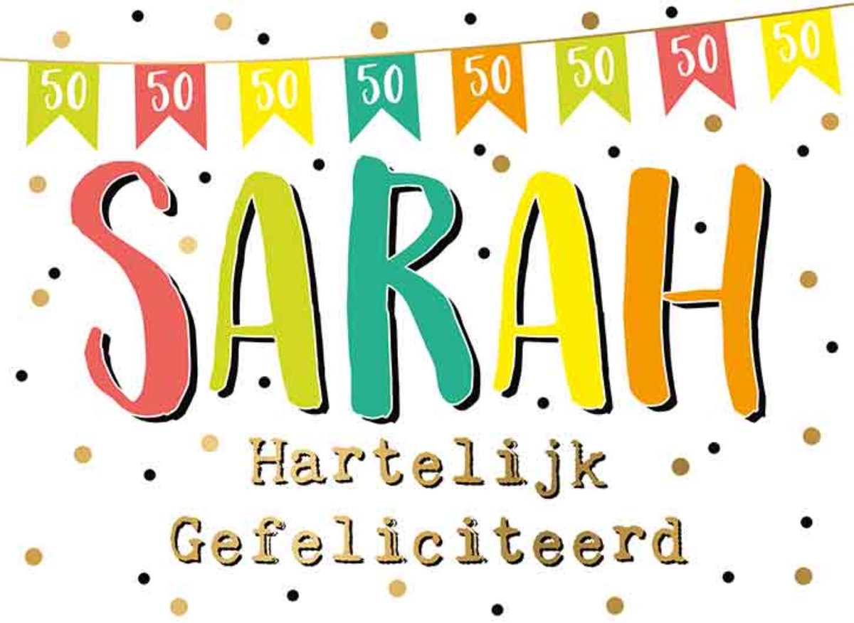 Luxe Wenskaart Sarah - Verjaardagskaart - Wenskaarten - Sarahkaart - Verjaardag Vrouw - 50 Jaar - Serie EyeCandy - Artige - Kaart - 1 Stuks - In Folie - Gratis Verzonden - Hoge Afnamekortingen - 14,5x10.5cm