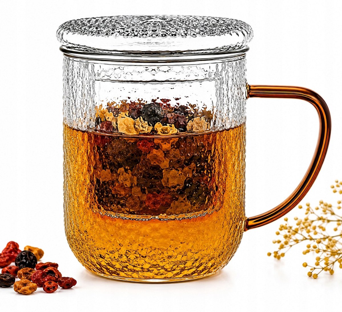 Glazen Theemok met Filter en Deksel - Borosilicaat Glas