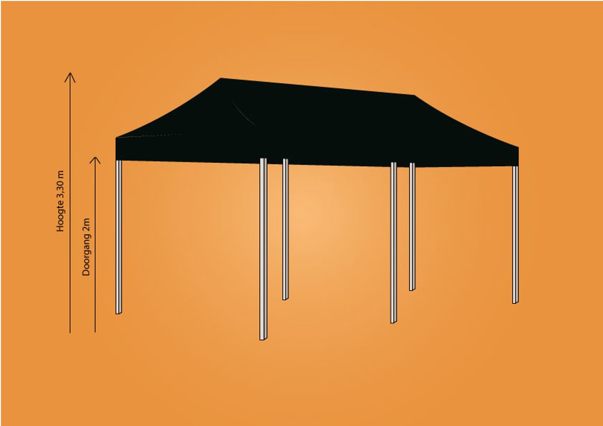 Plooitent 3x6 - Vouwtent 3x6 - Easy Up 3x6 - ALU - Kleur: ZWART