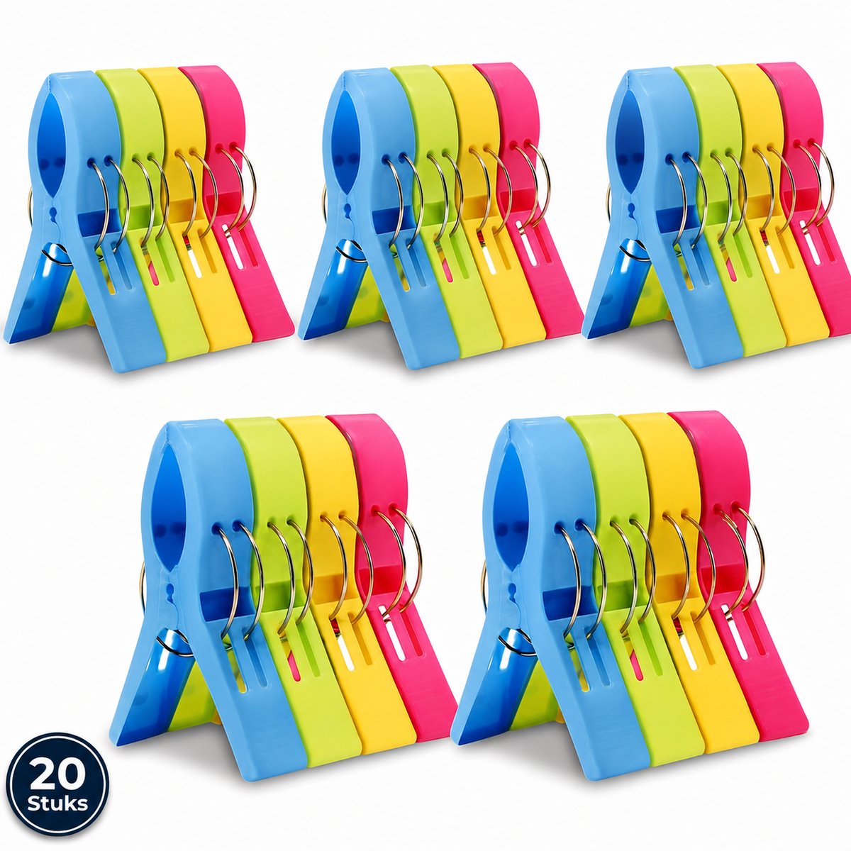Strandlaken Knijpers 20 Stuks – Extra Grote Handdoekknijpers – Sterke Grip – Strand, Zwembad, Camping & Picknick