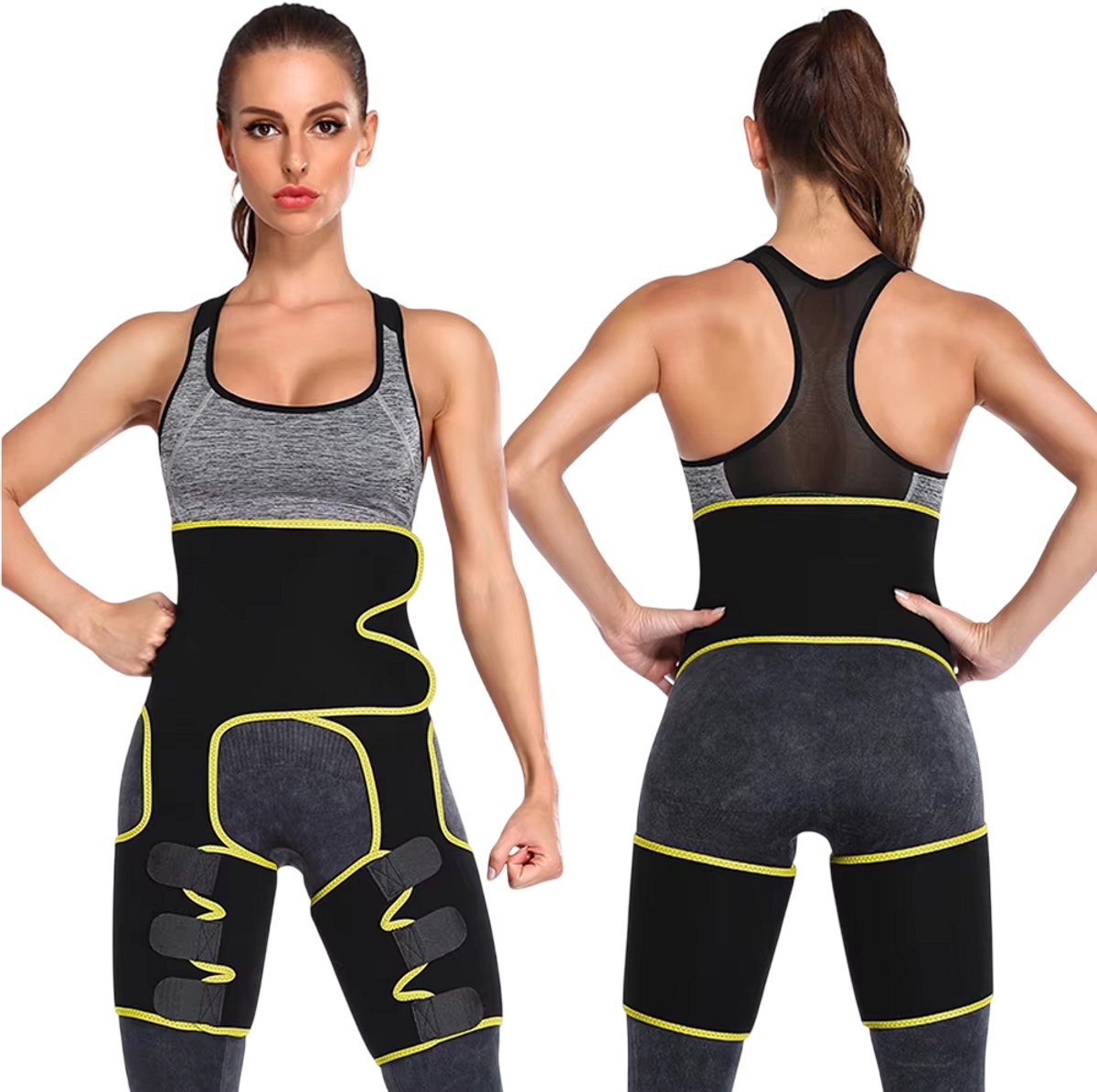 Taille Trainer Vrouwen 3-in-1 – Taille Shaper, Buik- en Dij Trimmer, Billen Lifter, Body Shaper & Afslankband voor Workout - Geel - Maat 2XL-3XL