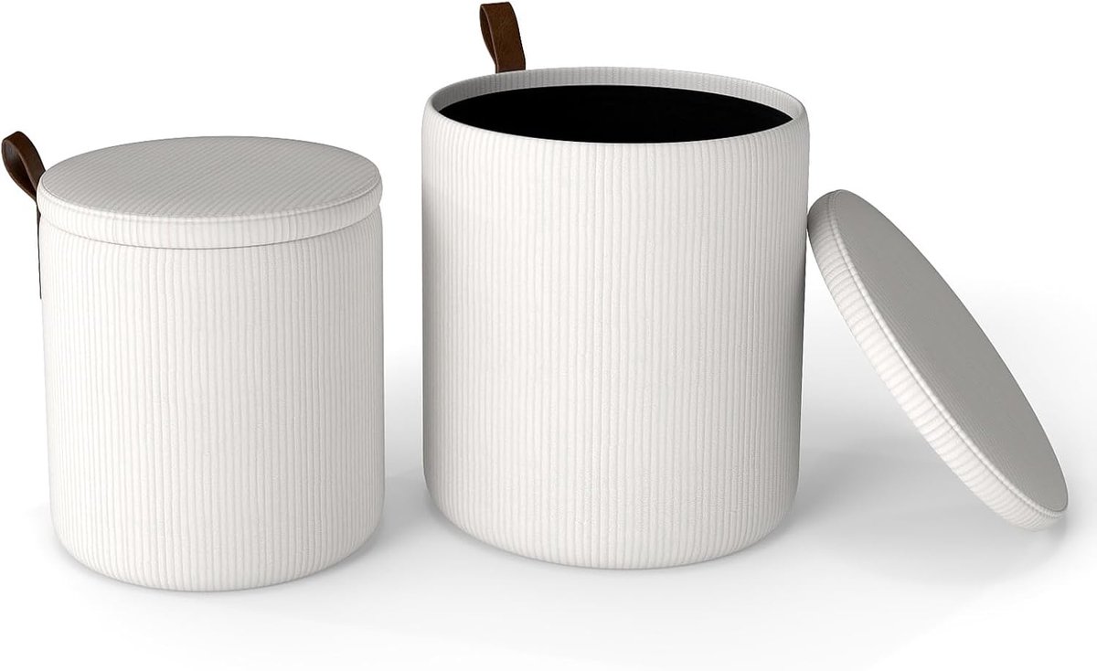 KOMFOTTEU Set van 2 opbergdozen - voetenbank voor woonkamer van fluweel met afneembare deksels - gestoffeerde stoelen - draagkracht 150 kg