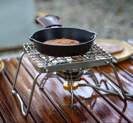 Opvouwbare camping grill - roestvrij staal 304 kookrooster met inklapbare poten - draagbare houtskool- en kookstandaard - lichtgewicht BBQ rek voor kamperen, wandelen en backpacken — afbeelding 2