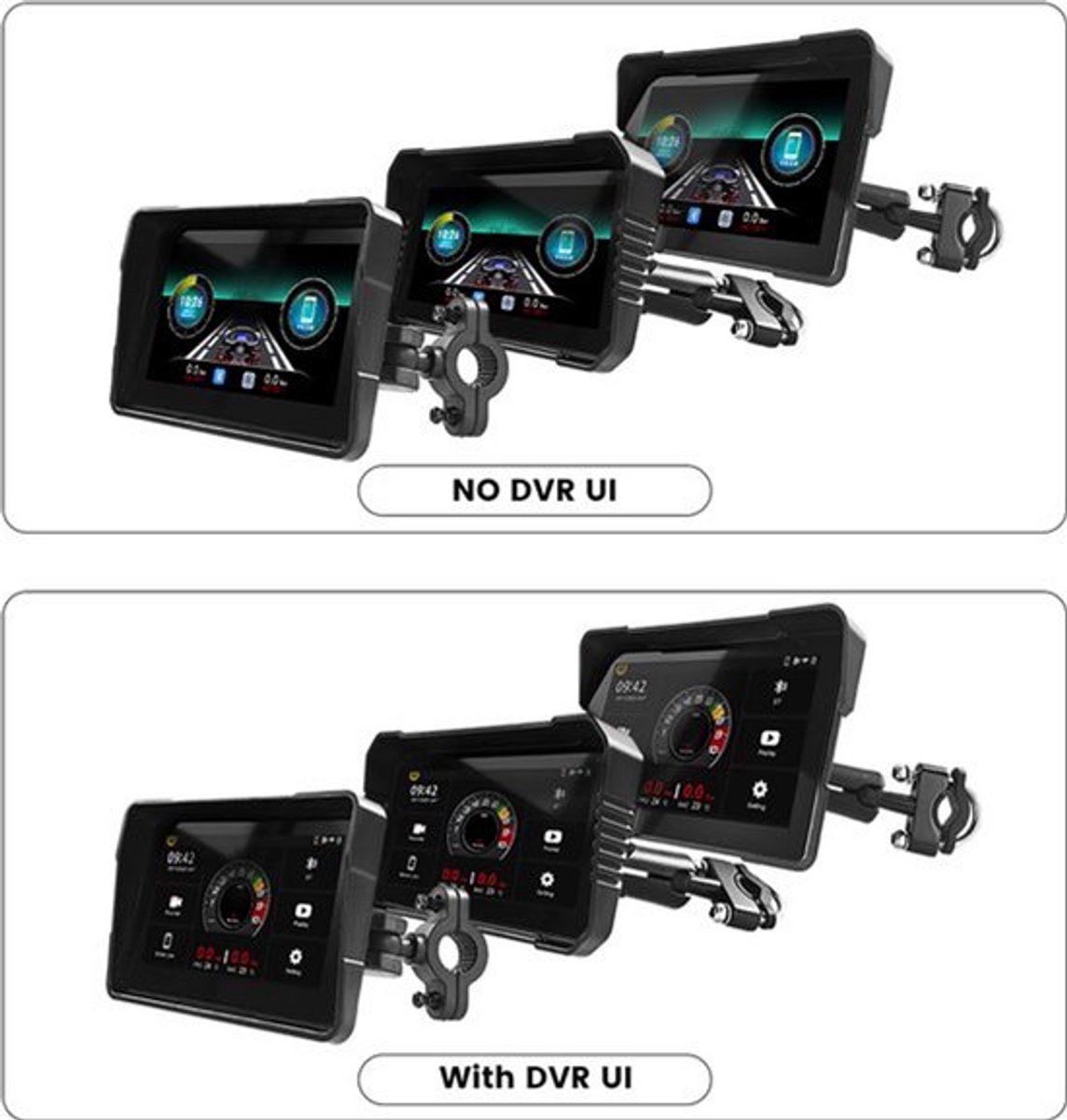 Motorfietsnavigatie Draagbaar - Waterdicht IPX7 - 1.0 kg Gewicht - Touchscreen Display - Bluetooth Verbinding