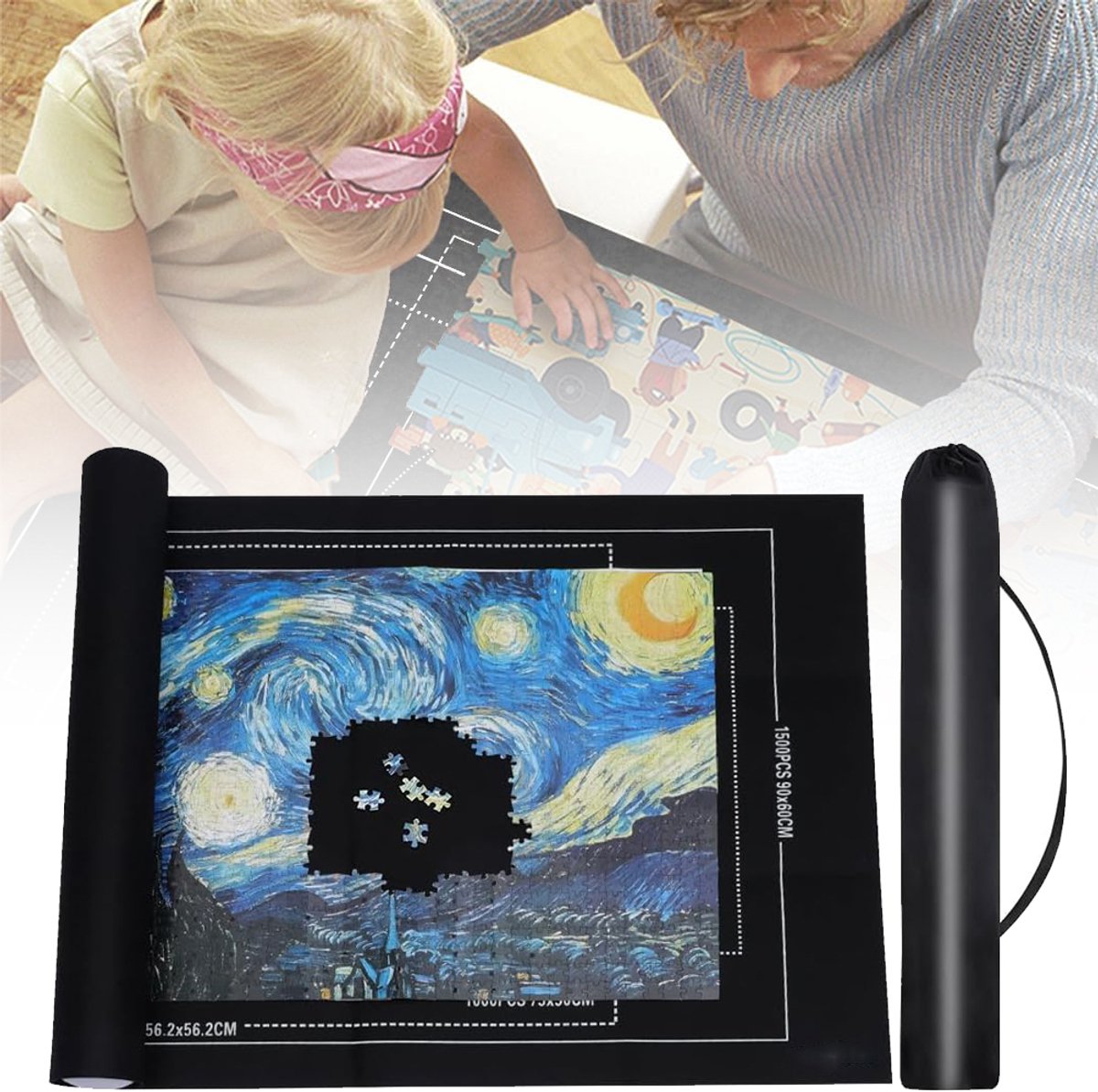 Oprolbare Puzzelmat - Draagbaar Puzzelbord - Puzzelbewaarder Voor Opslag - Puzzelmat Ter Bescherming Van Puzzels Van 1500 Stukjes