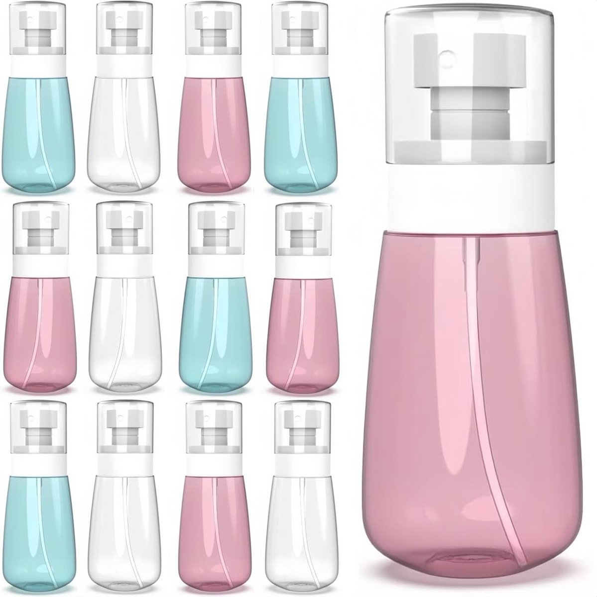 Sprayflessen - Set van 12 - 100 ml - Navulbare Sprayflessen met Fijne Nevel - Lekvrije Lege Verstuivers voor Etherische Oliën, Toner, Cosmetica en Haarverzorging - Reisformaat