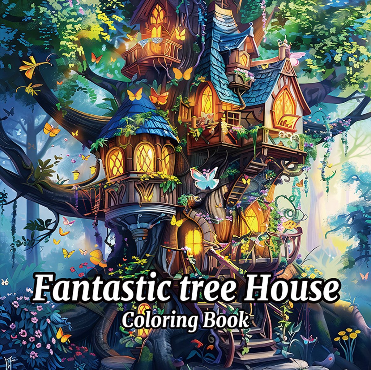 Casalora 20 kleurplaten van een Betoverende Boomhut - kleurboek voor volwassen -kleurboek voor jong en oud, fantasie-kleurplaten