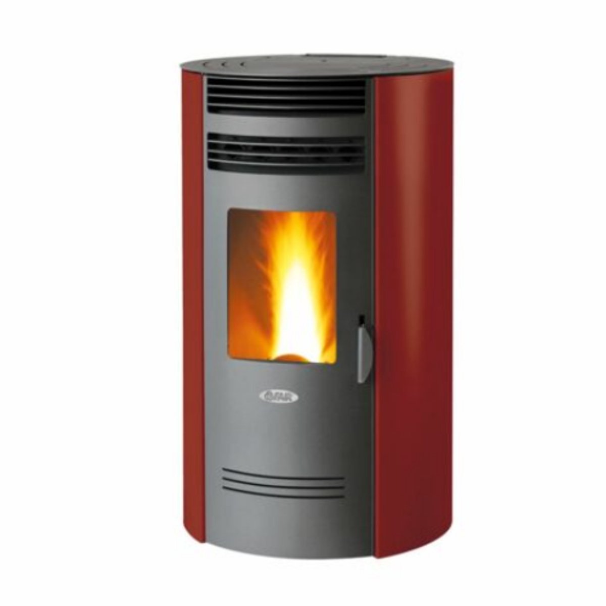 Fair BIO 80Q Pelletkachel 8 kW – Rond Design – Hoog Rendement – Programmeerbaar – Voorventilatie – Bordeaux – Verwarmt tot 240 m³