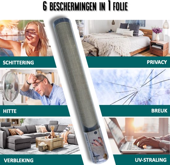 Homewell Textura® Textiel Raamfolie - Sand – 45x200cm - Zonwerend – Isolerend - Privacy Folie & Anti-Inkijk - HR++(+) Zelfklevende Inbetween Raambekleding - Exclusieve Uitstraling – Gerecycled PET