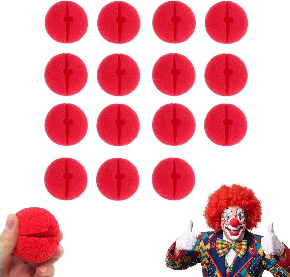 15 stuks rode clownsneuzen van zacht schuim voor kostuums, carnaval en feesten, herbruikbaar en duurzaam, 50 mm