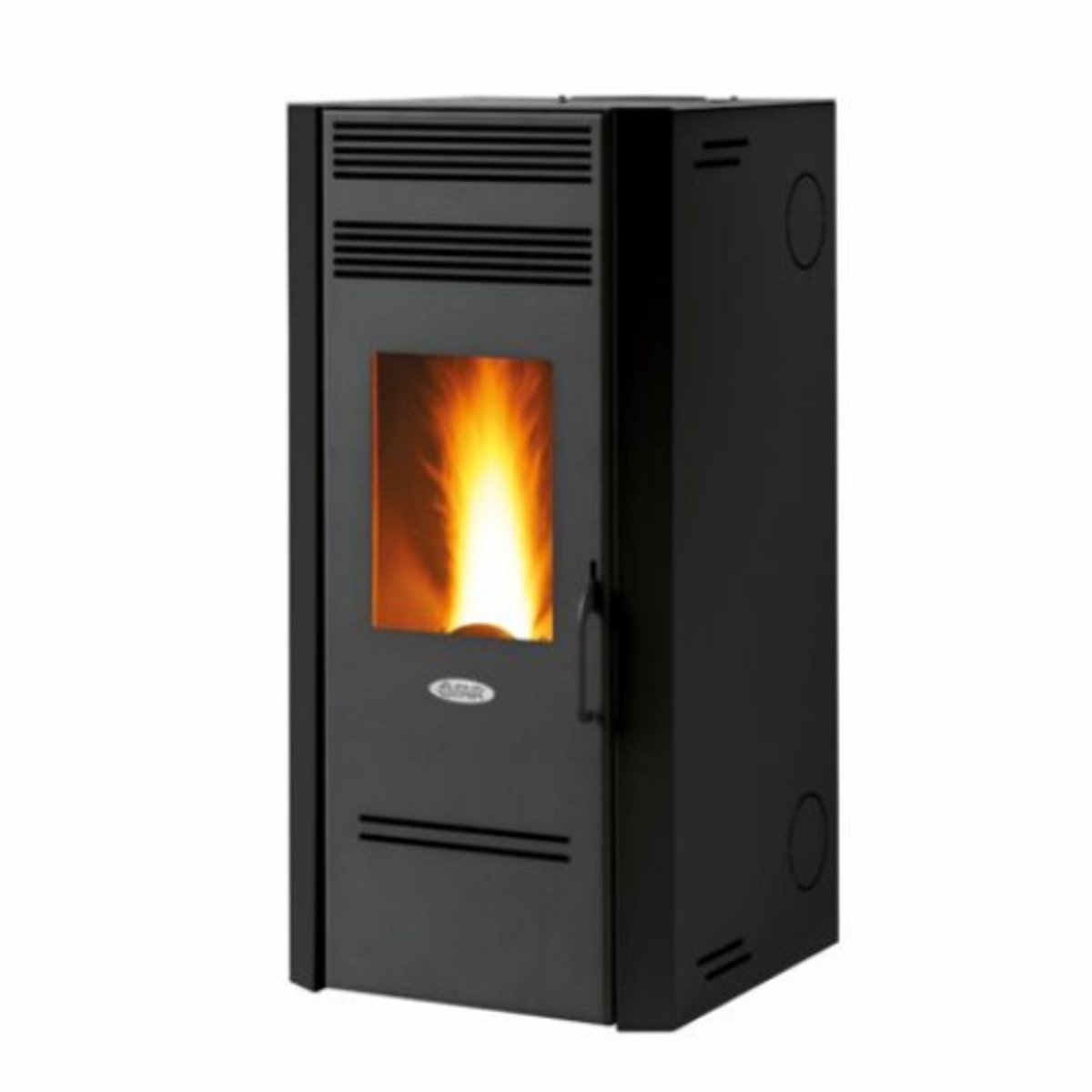 Fair BIO 100C Pelletkachel 10 kW met Kanalisatie – Hoog Rendement – Programmeerbaar – Rookafvoer Links/Achter – Zwart – Verwarmt tot 315 m³