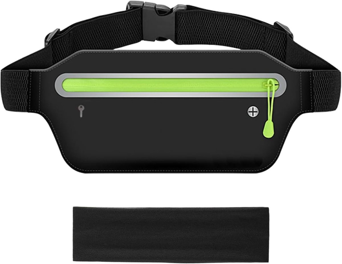 Sportieve Heuptas en Sportieve Hoofddoek, Waterdichte Heuptas voor Fitness, Onzichtbare Telefoontas en Elastische Haarband voor Actieve Lifestyle