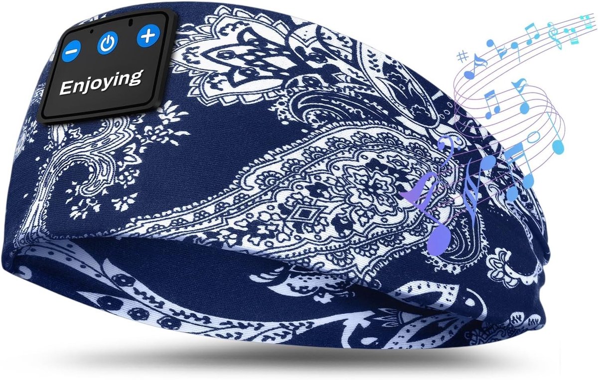 Draadloze Slaapkoptelefoon met Geluidsisolatie voor Sport, Reizen en Zijslapers - Comfortabel en Ademend Design in Marineblauw