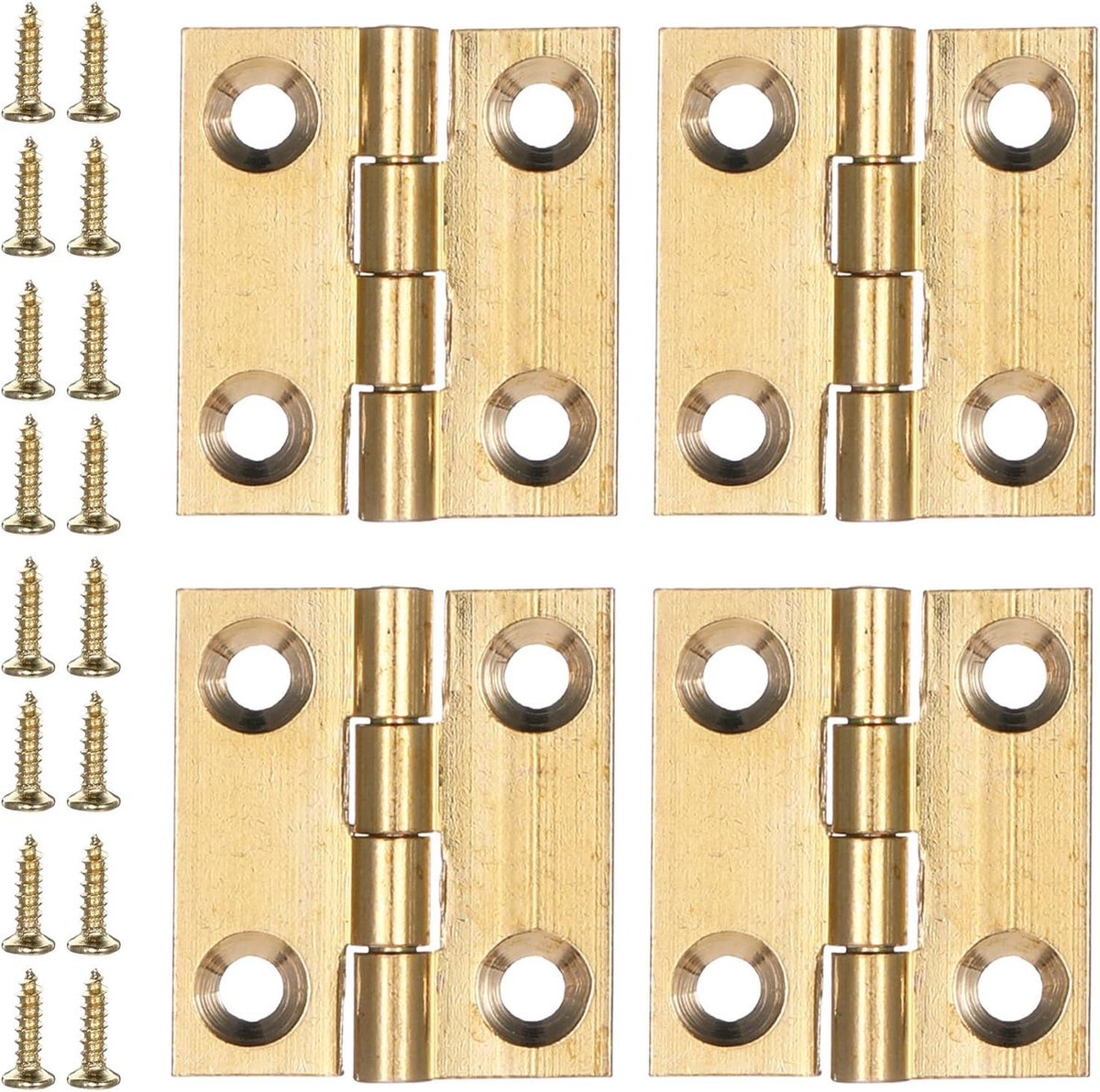 Set van 4 Kleine Scharnieren 25x22mm Kwaliteits Messing Mini Scharnieren voor Juwelen, Houten Dozen en Meubels met Schroeven
