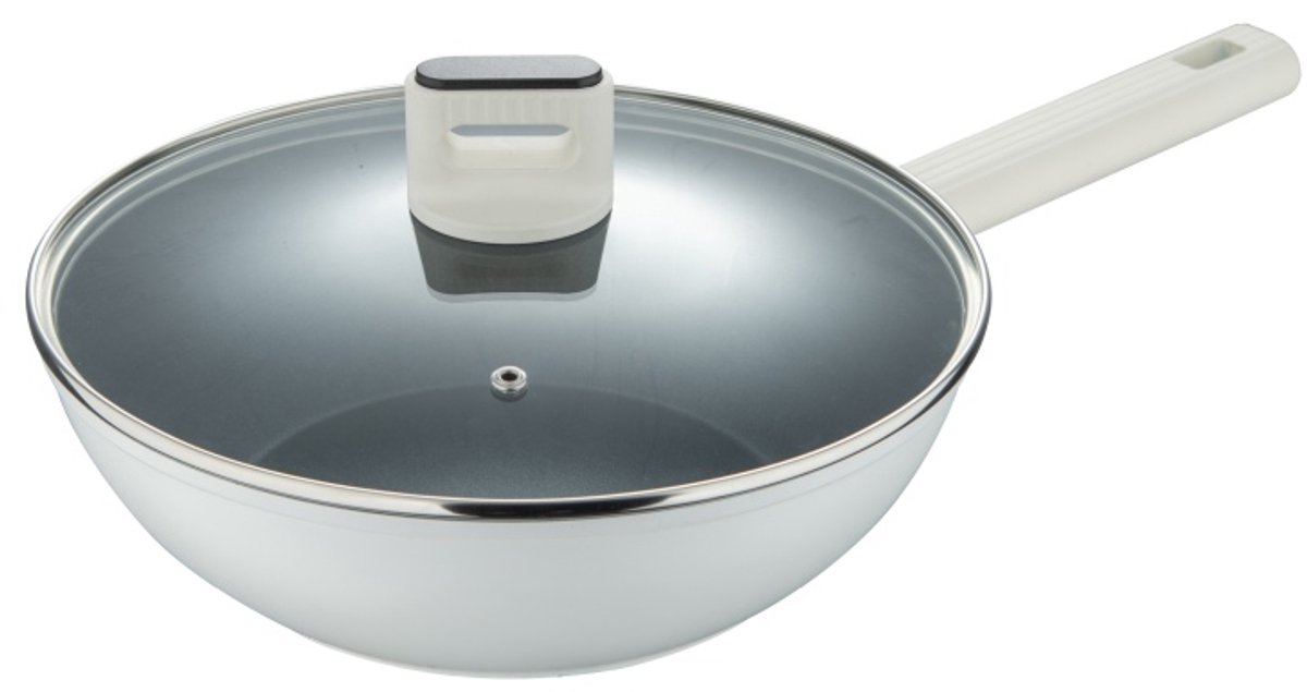 Wokpan met deksel en antiaanbaklaag LINES 28 cm