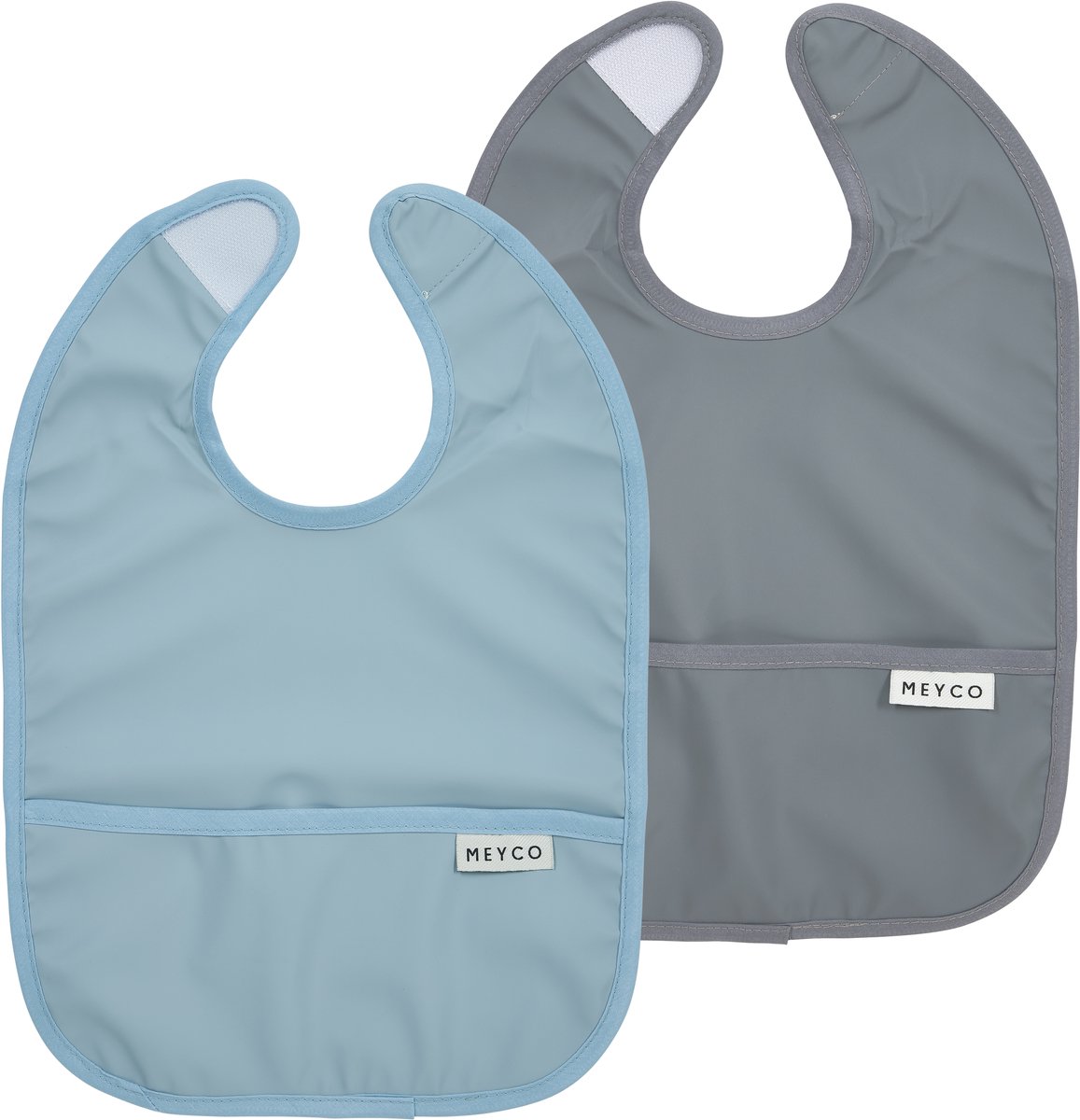 Meyco Baby Uni Slab Met Opvangbakje - 2-pack - Dark Grey Blue/Jeans Blue