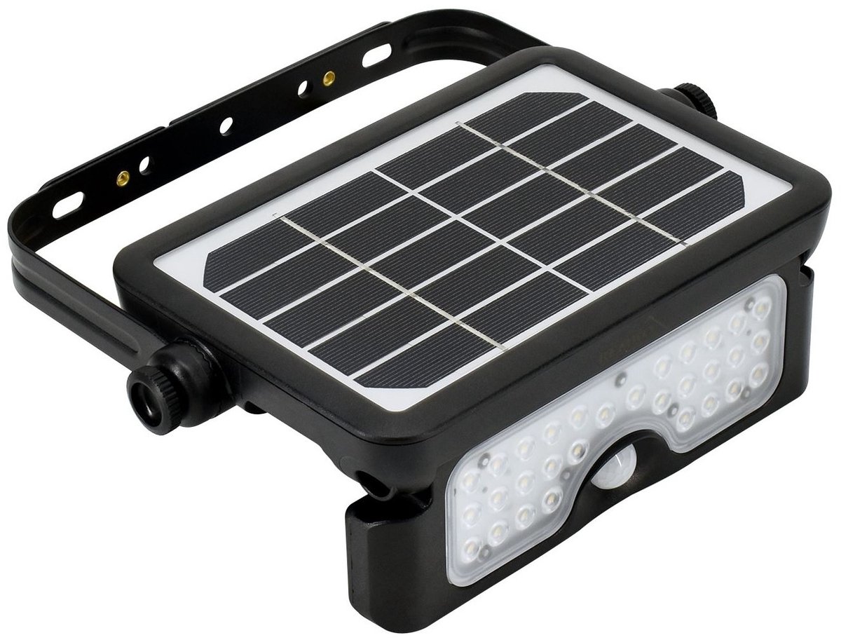 Bemko Solen SOLAR - LED-zonneschijnwerper - Bouwlamp 5W - Breedstraler 500LM - Zonne-energie Floodlight4000K - IP65 ZWART PIR