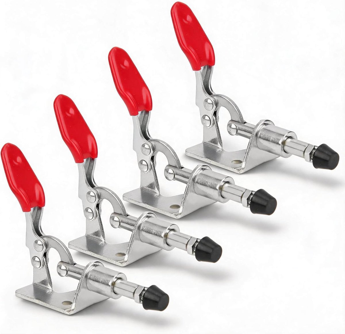 Machineklem - Verzinkt IJzer - 45 kg Draagkracht - Kniehendel Snelspanner - Set van 4 voor Mechanisch Werk en Houtbewerking