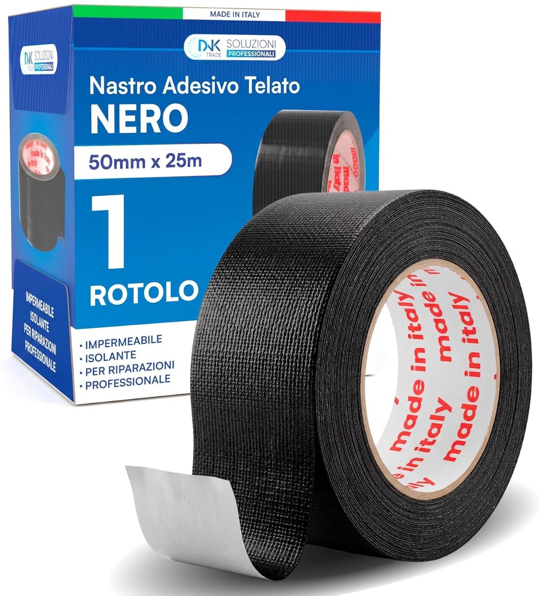 Kunstgras tape - Zwart - 50 mm x 25 m - Weefseltape met Sterke Lijm voor Reparaties en Isolatie