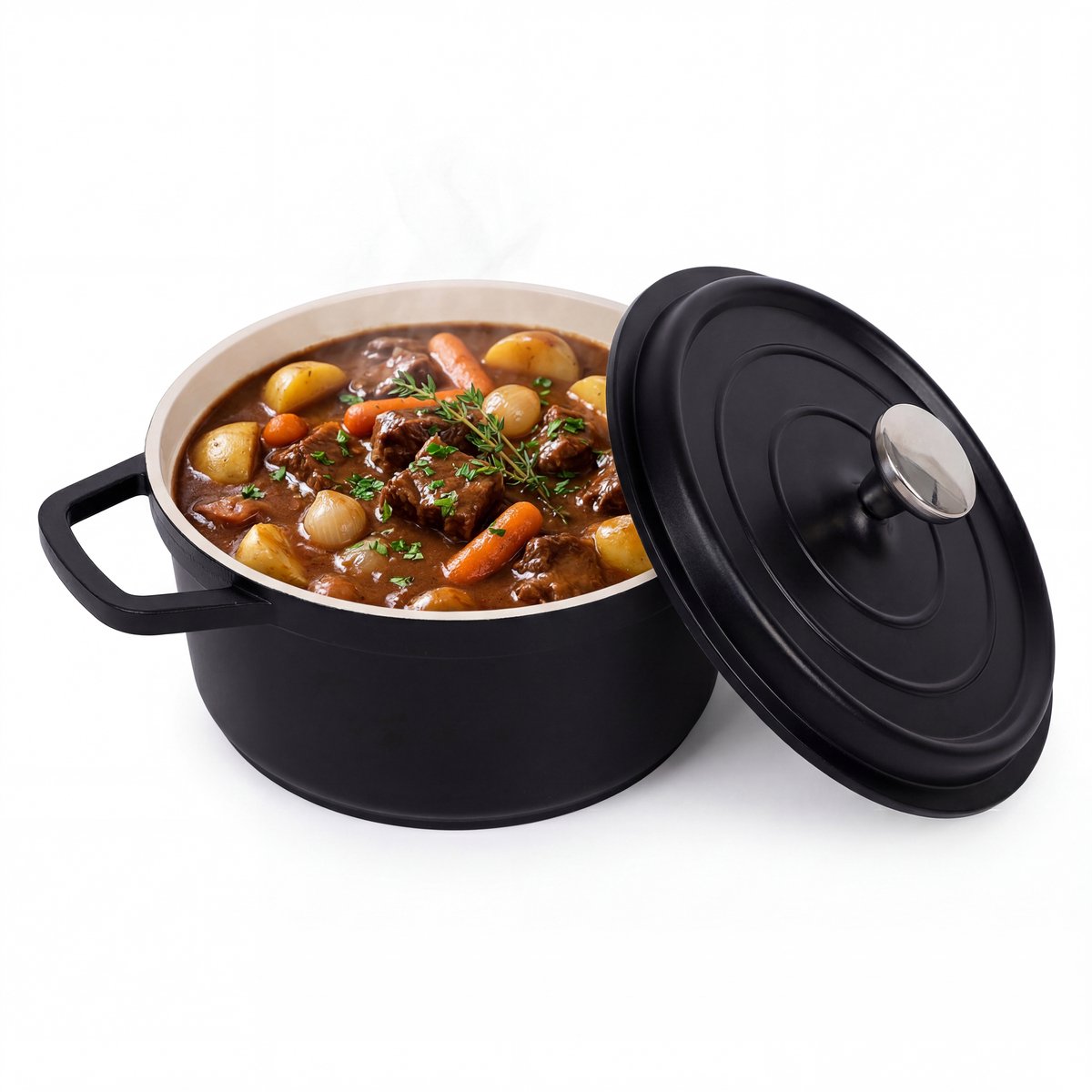 Braadpan Inductie 20 cm - 3 Liter - Met Deksel - Lichtgewicht PFAS Vrije Pan - Aluminium - Voor Alle Warmtebronnen incl. Oven - Kookpan - Stoofpan - Soeppan - Zwart - Lowenthal