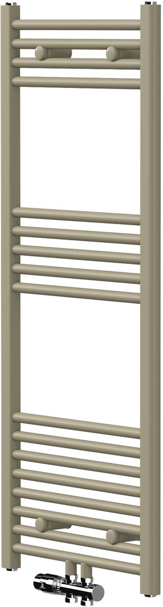 LuxeBath | Handdoekradiator met vloerkraan 500x1200 mm beige badkamerradiator recht middenaansluiting handdoekdroger handdoekhouder voor de badkamer