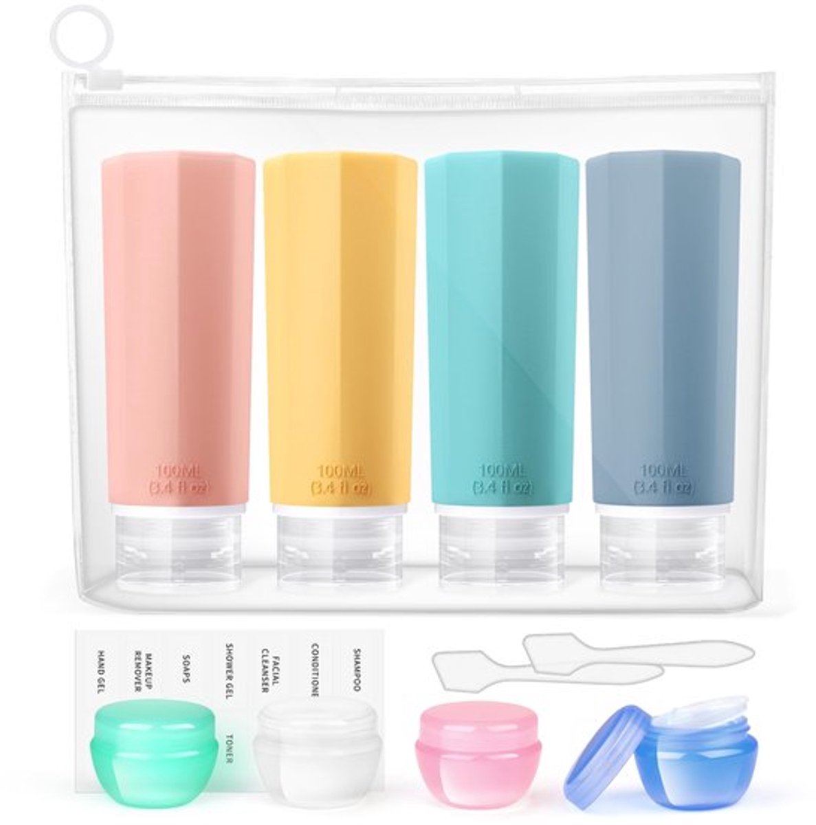 Dailygoods- Reisflessen Set van 12 - 100 ml - Lekvrije - Hervulbare - Siliconen