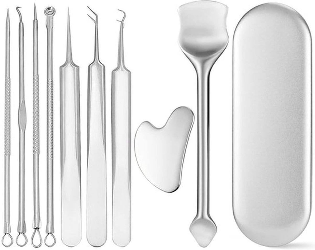 Gua Sha mee-eter verwijderaar - Comedone verwijderaar - Verwijdert veilig onzuiverheden - Zwart - Puistjesverwijderaar - Ideaal voor acne en puistjes ...
