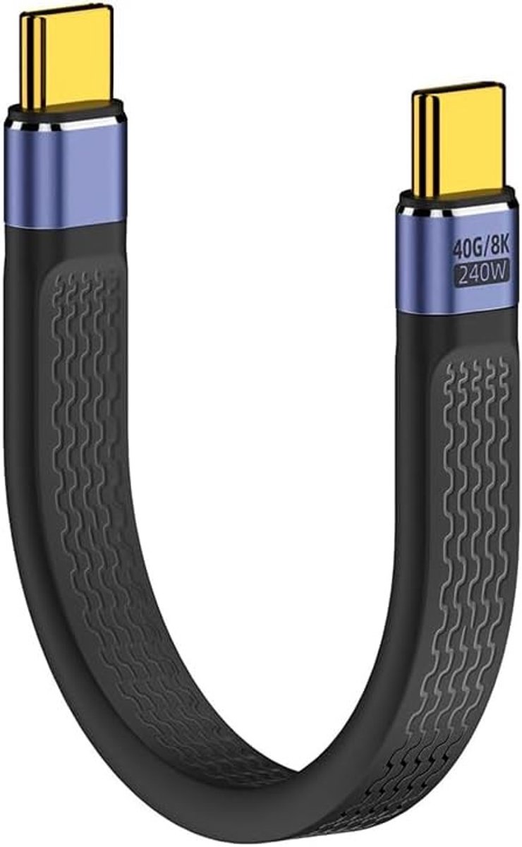 USB C naar USB C Kabel, 240W Snelladen, 40Gbps Gegevensoverdracht, Korte 5.1 Inch Kabel voor Thunderbolt 4 Compatibiliteit en Meer