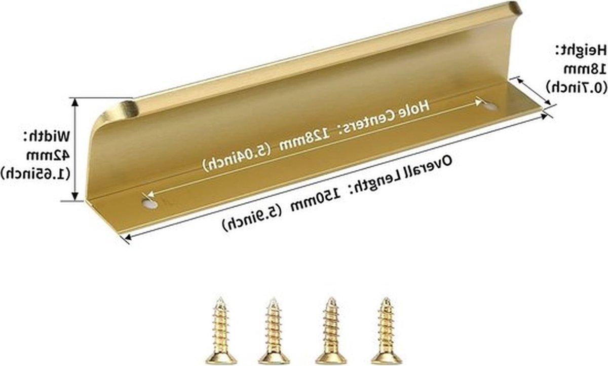 6 Stuks Verborgen Keukenhandvatten - Gouden Onzichtbare Trekhandgrepen voor Keukenkastjes, 128mm, Modern Design, Duurzaam en Stijlvol