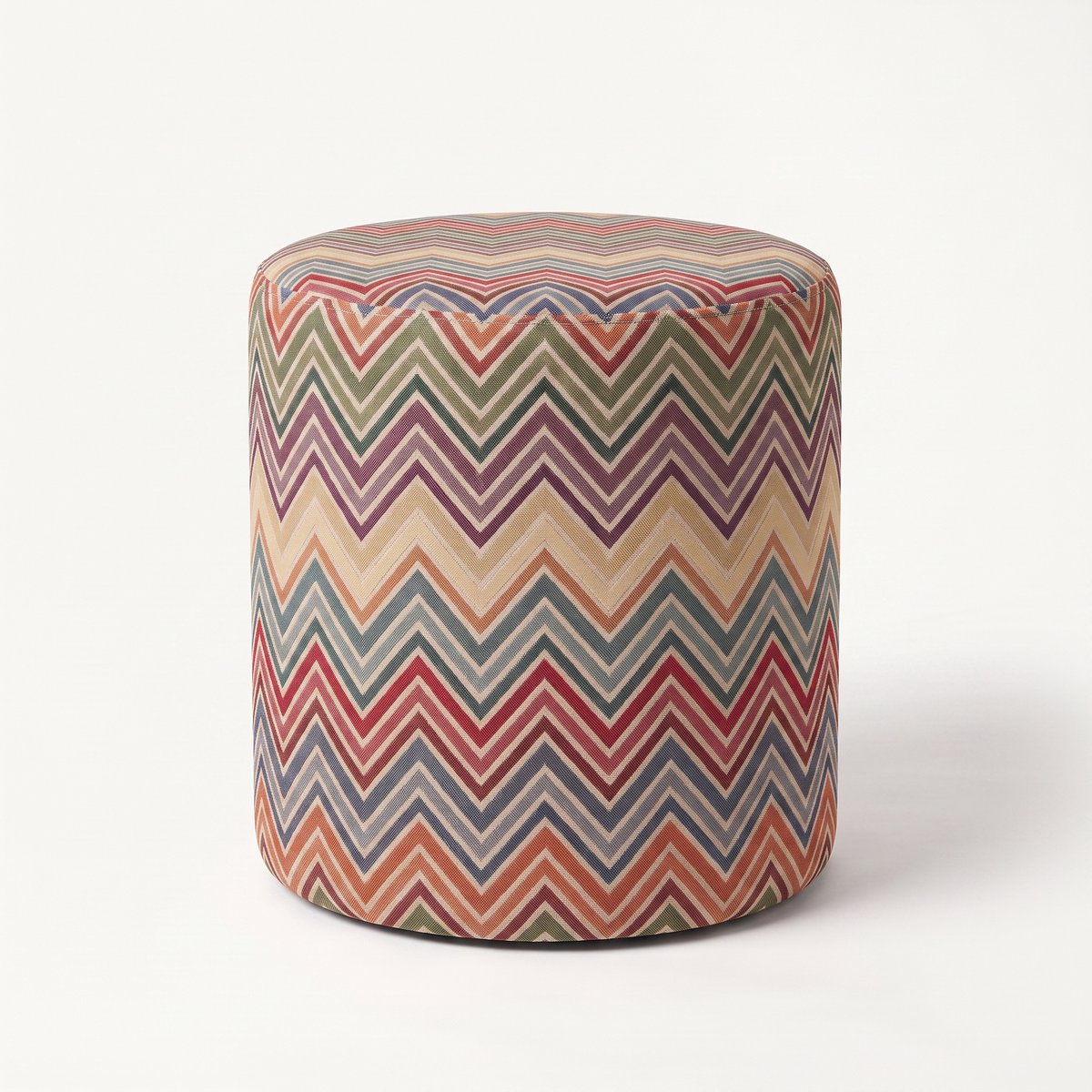 Mörgenn Poef Zigzag Wave - Ronde Poef en Voetenbank - Chevron Geweven - 40x40x60 cm