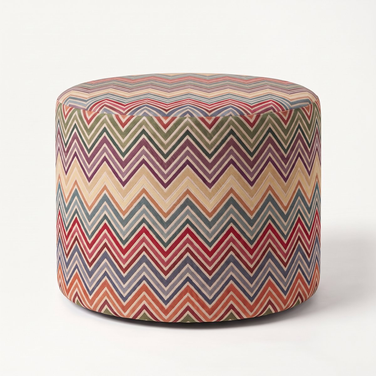 Mörgenn Poef Zigzag Wave - Ronde Poef en Voetenbank - Chevron Geweven - 50x50x50 cm