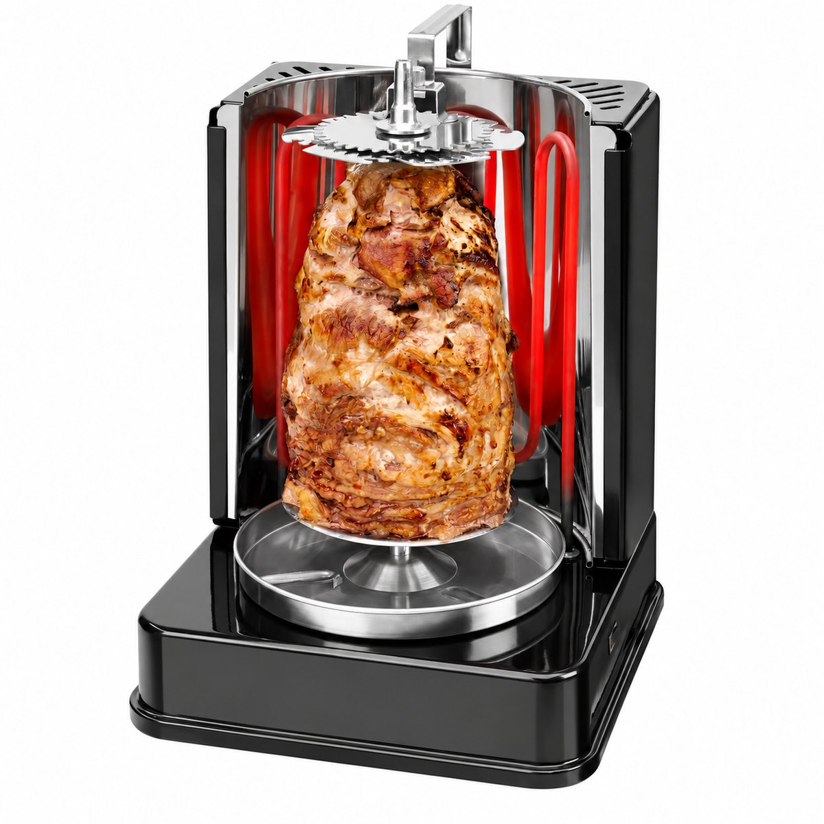 Kebab Grill Verticaal Elektrisch – Gyrosgrill met Draaispit – 6 Roterende Vleesspiesen – Zwart