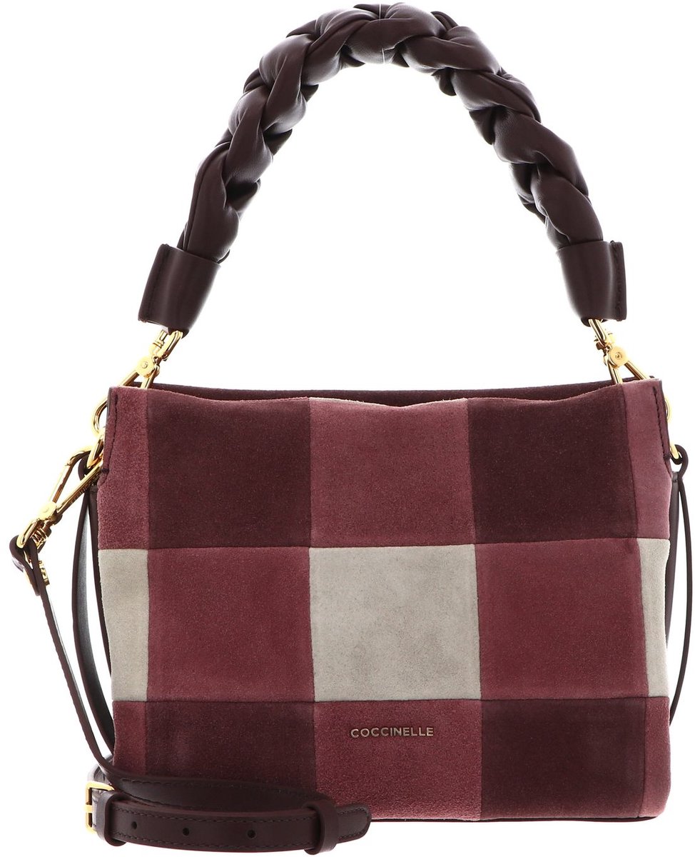 COCCINELLE Leren handtas schoudertas Boheme Vichy Patch Handbag Mu. Wi. Ros / Berry paars