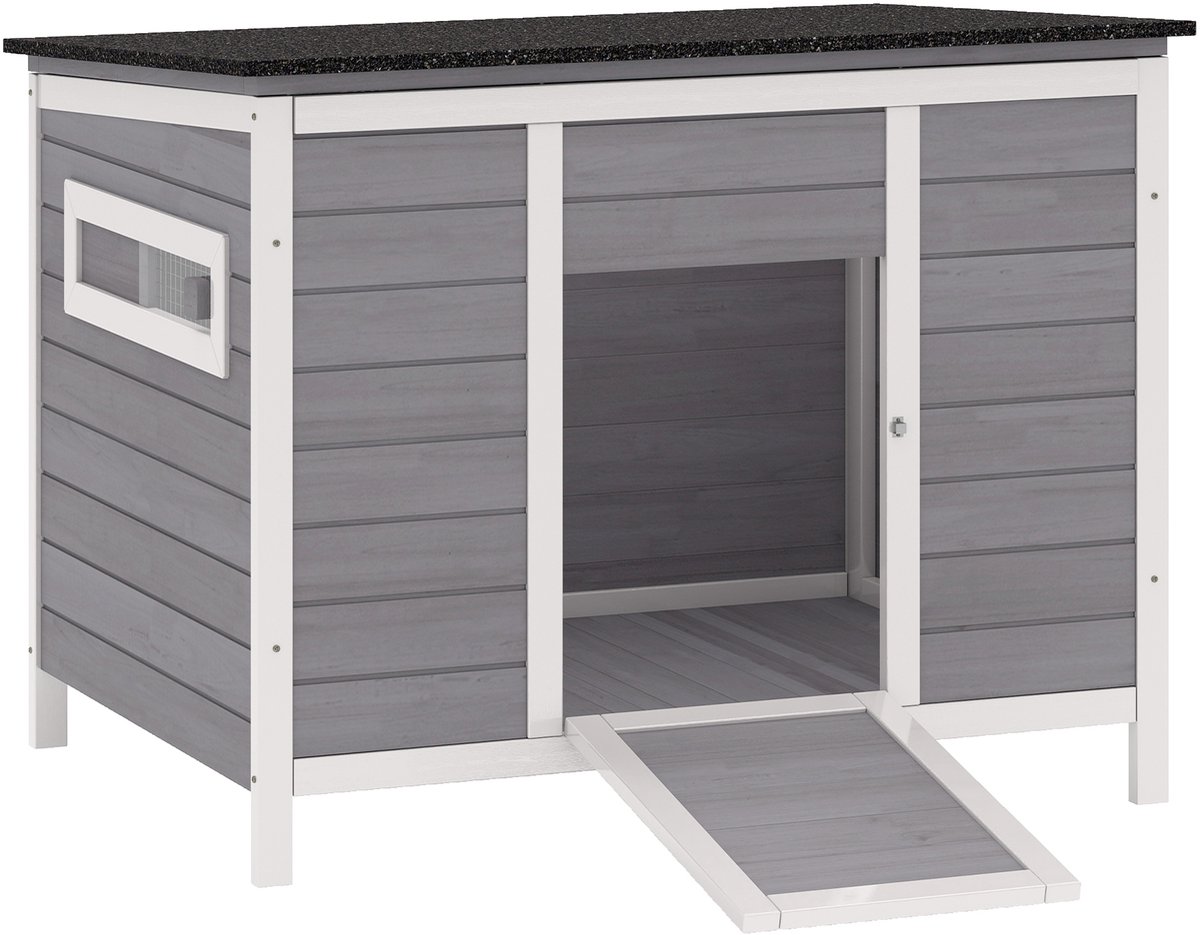 Pawhut Eendenhuis-Vurenhout, Grenenhout-93L x 70B x 72H cm-Grijs