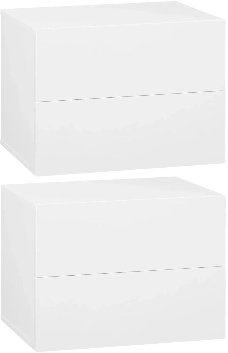 Klarven® Nachtkastje 40x30x30cm set van 2 - Set Van 2 - Zwevend Wandmontage - Ruimtebesparend - Krasbestendig Melamine Oppervlak - B 40 x D 30 x H 30 cm