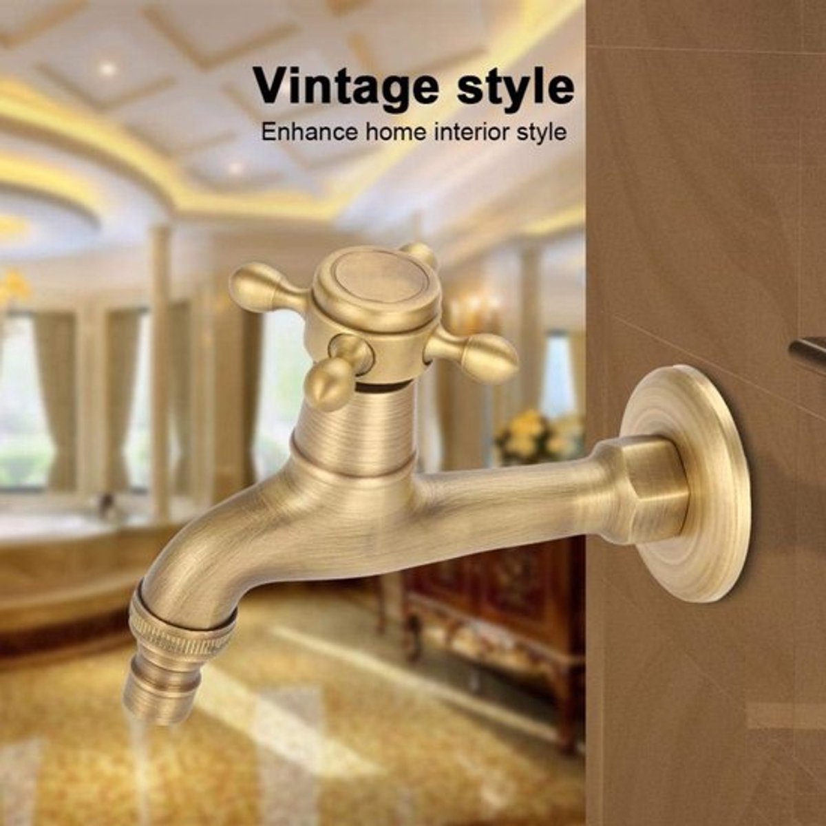 Allecto - Vintage Messing Wandkraan voor Keuken - G1/2 Water Tap