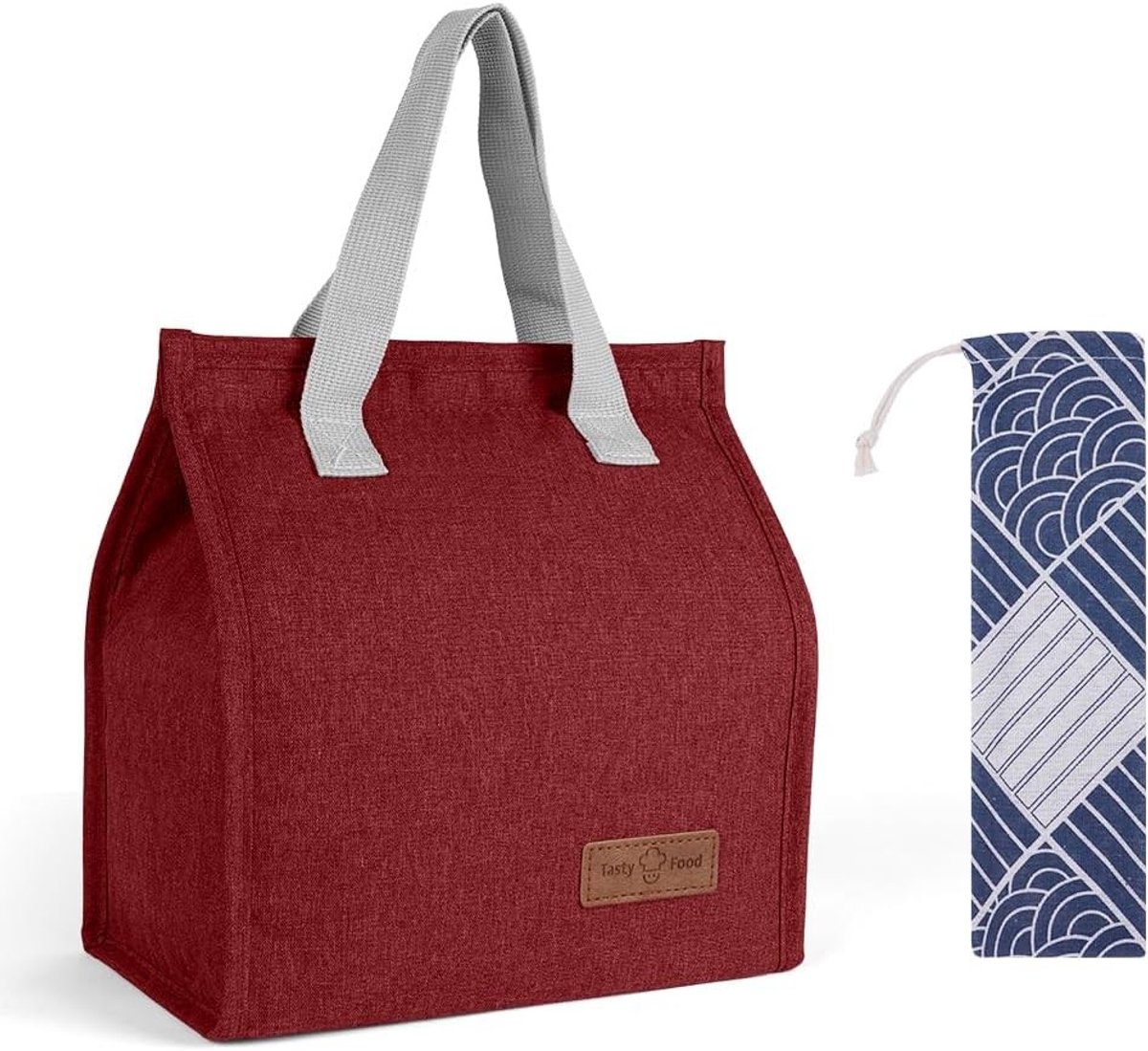 Draagbare Isolerende Lunchbox voor Werk, School en Reizen - Thermische Koeltas in Wijnrood, Lekvrij en Handwasbaar