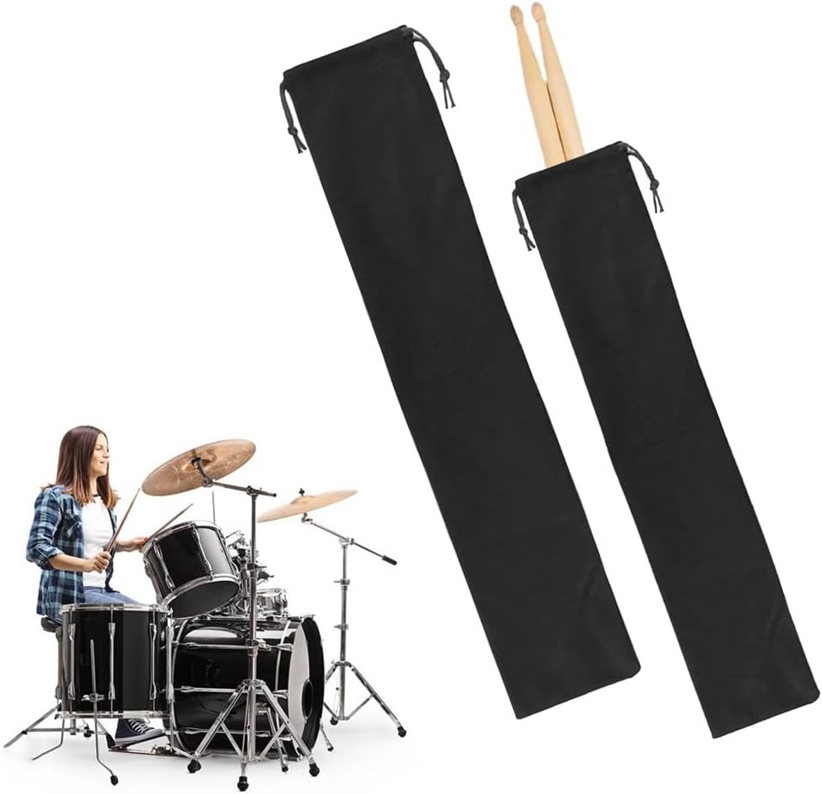 Drumstick Tas voor Drummers, Drumsticks Accessoires, Percussie Tas, Zwart, 2 Stuks, Ideaal voor Muzikanten en Optredens