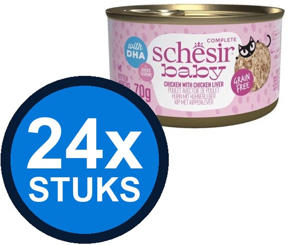 24x Schesir Baby kitten blik bouillon kip&lever 70gr