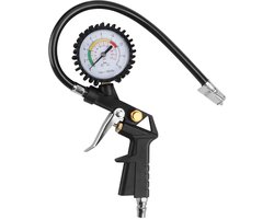 Bandenpomp en bandenspanningsmeter, multifunctionele bandenspanningsmeter, geschikt voor auto's, motoren, terreinwagens en fietsen.