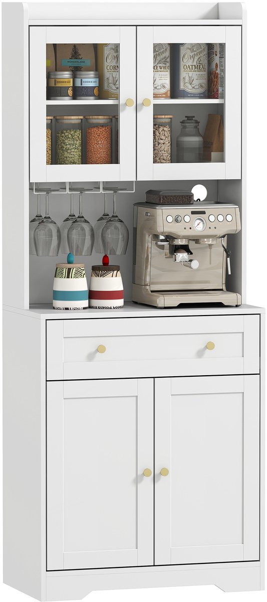 HOMCOM Keukenvoorraadkast - MDF - 68x38x170cm - Wit