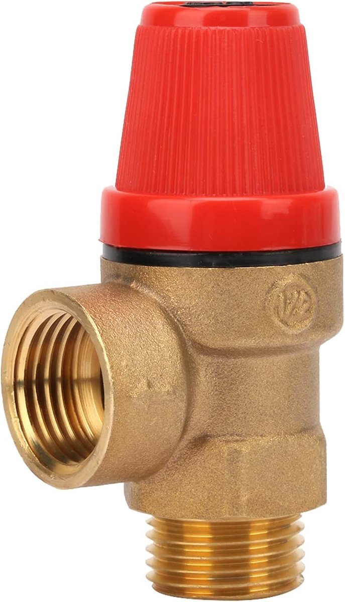 Veilige Veerdrukventiel voor Hangende Kachels - G1/2'' Messing, DN15, 3 Bar Drukbeveiliging