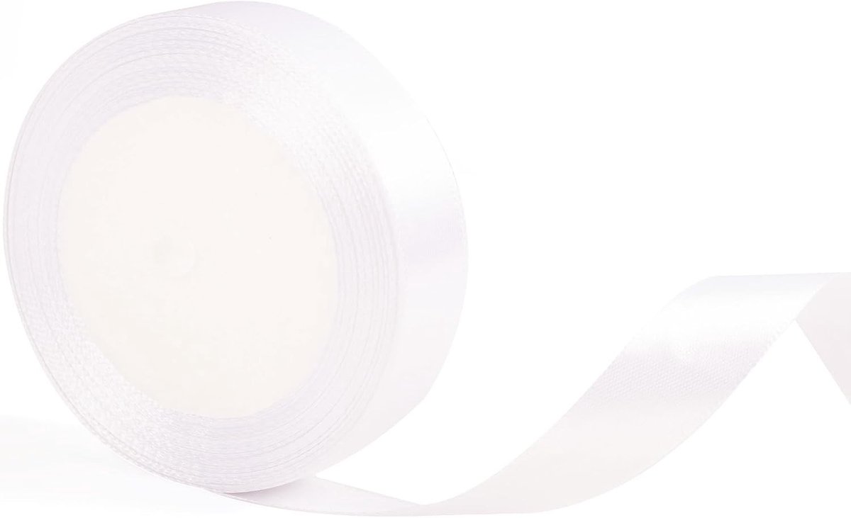 20mm Brede Witte Cadeau Inpaklint 22m voor Kerst, Bruiloften, Bloemstukken en Creatieve Knutselprojecten
