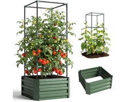 Outsunny verhoogde plantenbak - staal - groen