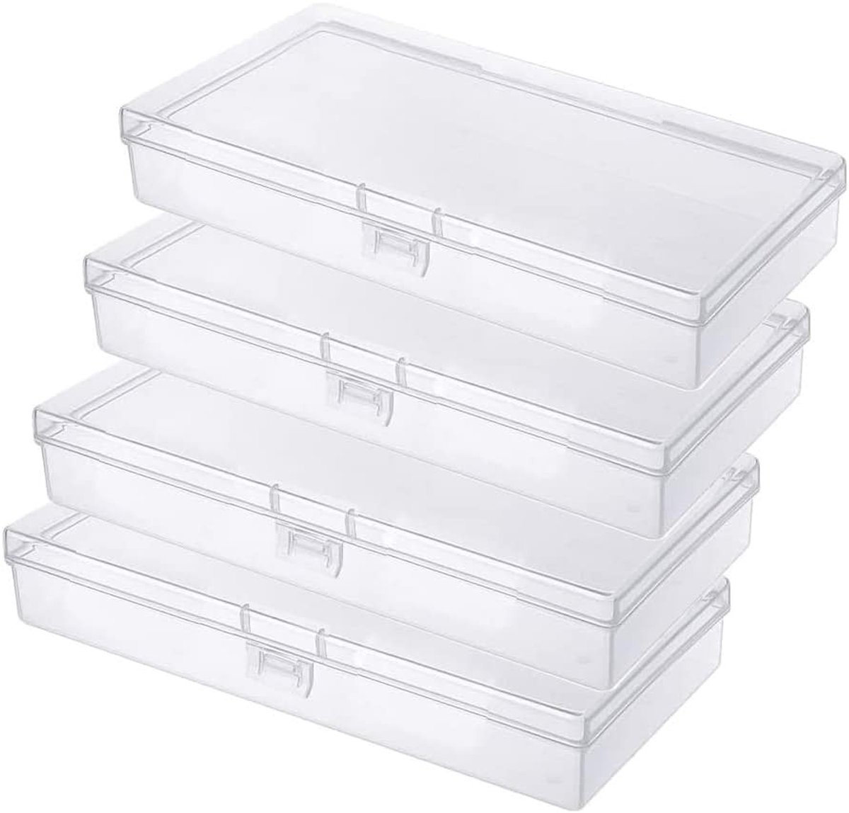 Opbergdoosjes met deksel - Transparant - 17,5 x 10 x 2,1 cm - Plastic Opbergdoos voor Kleine Voorwerpen - Voor Thuis en Kantoor