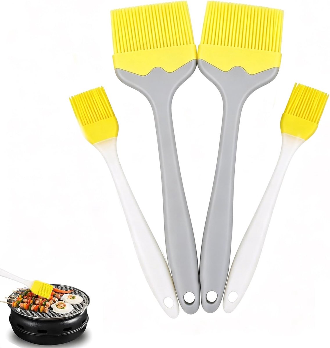 lrgnixs 4 stuks siliconen bakborstels, keukenkwast, paddy-kwast, grillborstel, BBQ-bakborstel, siliconen kwast voor - ShopVlot
