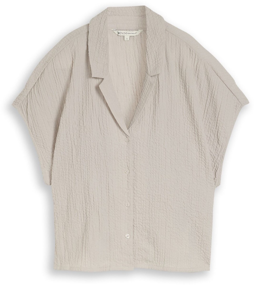 Tom Tailor Denim - Seersucker resort-blouse - Maat XXL - cloud grey